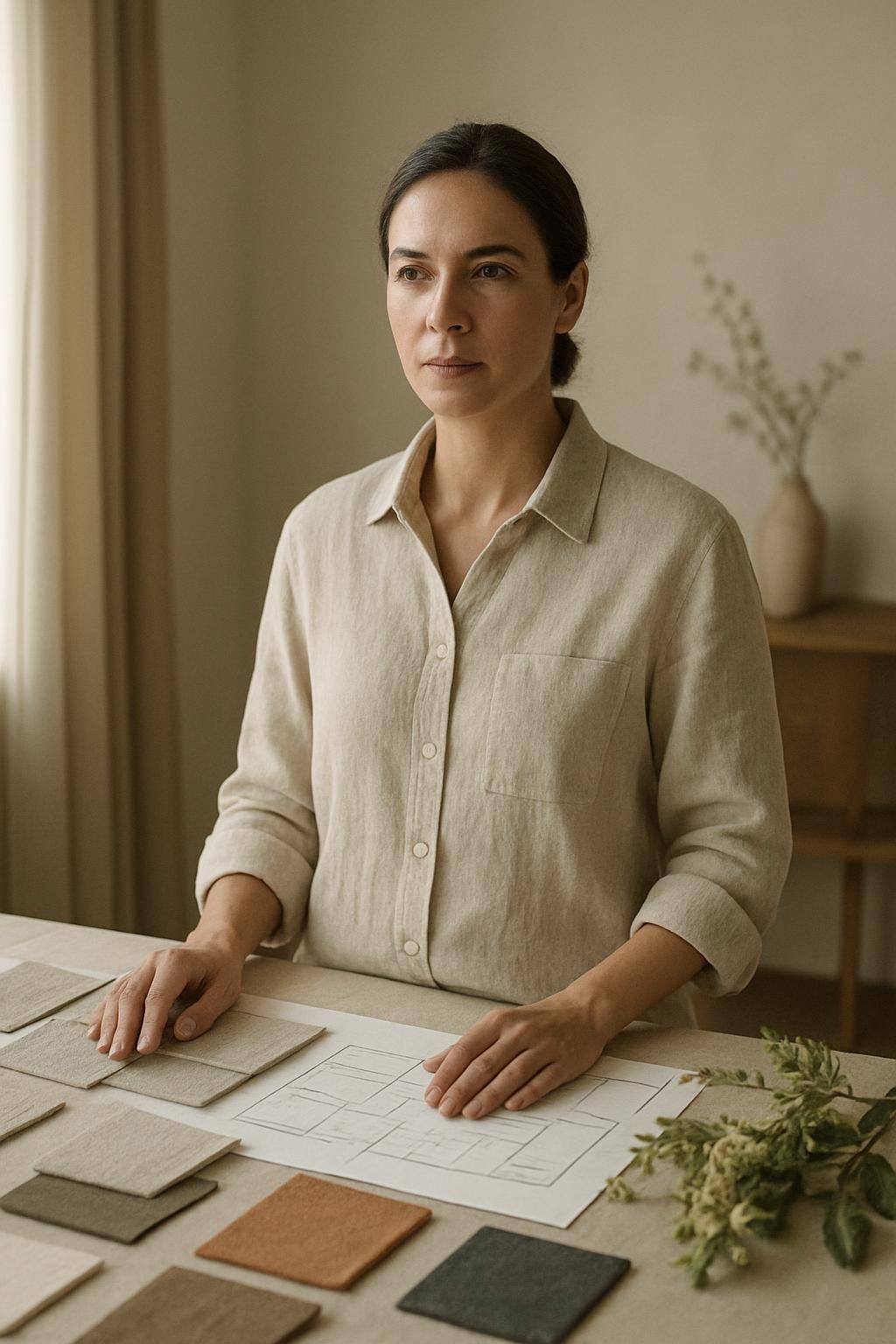 Camila Restrepo, founder and principal designer of Prim Miami, at the studio worktable